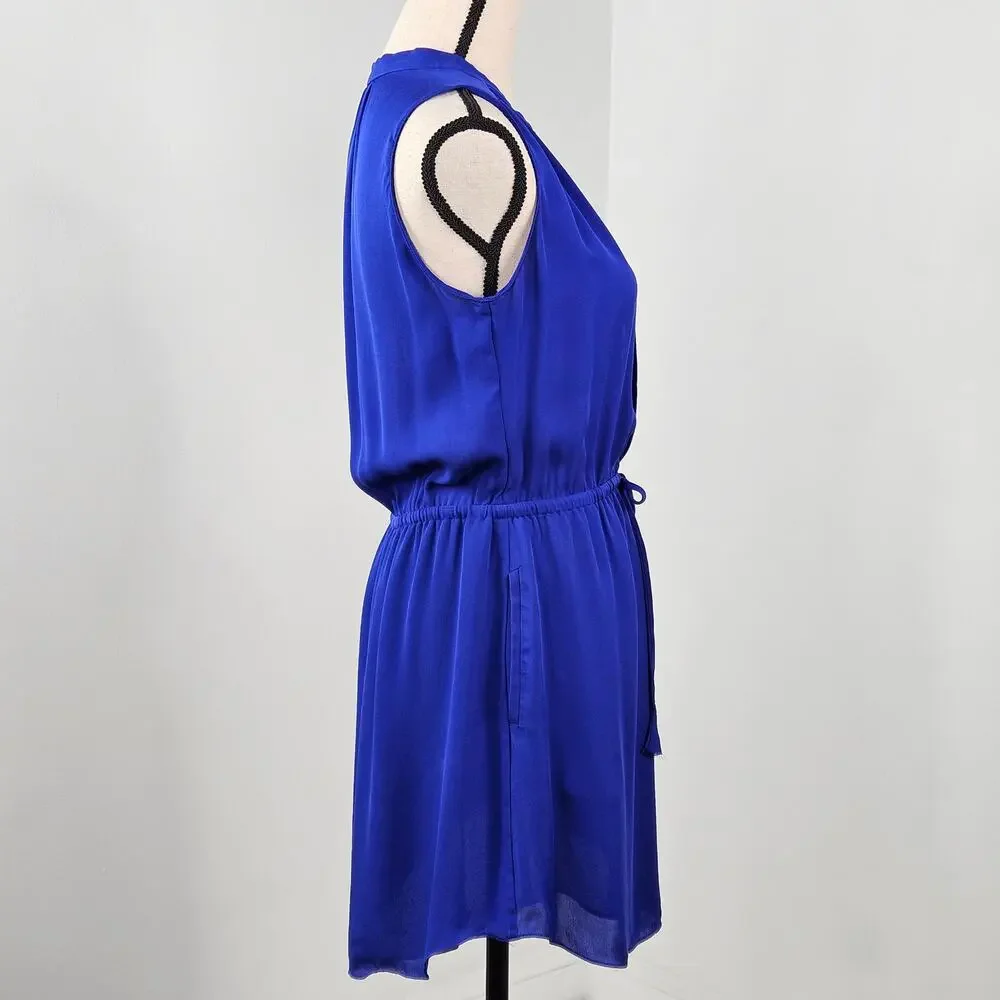 Aritzia Babaton Blue Silk Mini Dress Sleeveless With‎ Pockets | Women's Small